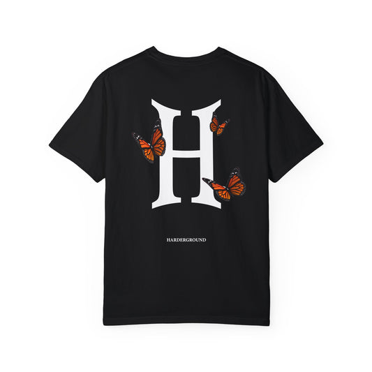 H BUTTERFLY - Unisex Garment-Dyed T-shirt front & back logo